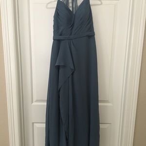 Azazie Dawn Dress in Grey Blue. Size 10.